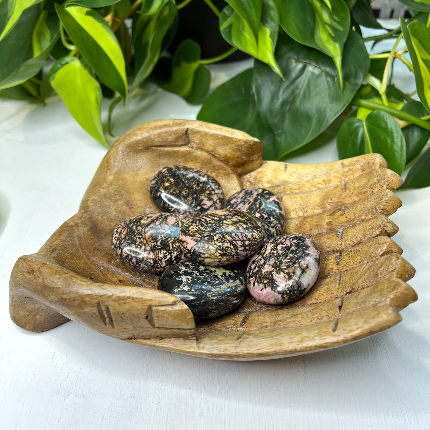 Rhodonite Palm Stone