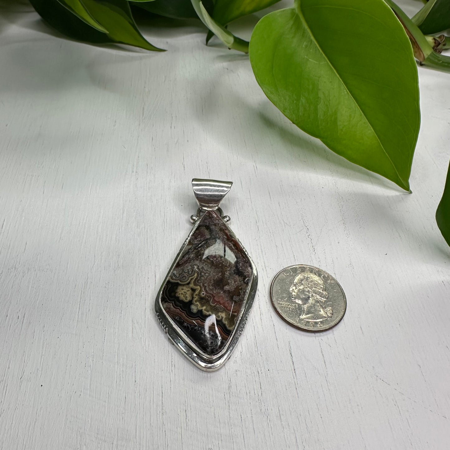 Ocean Jasper Sterling Silver Pendant - Abstract