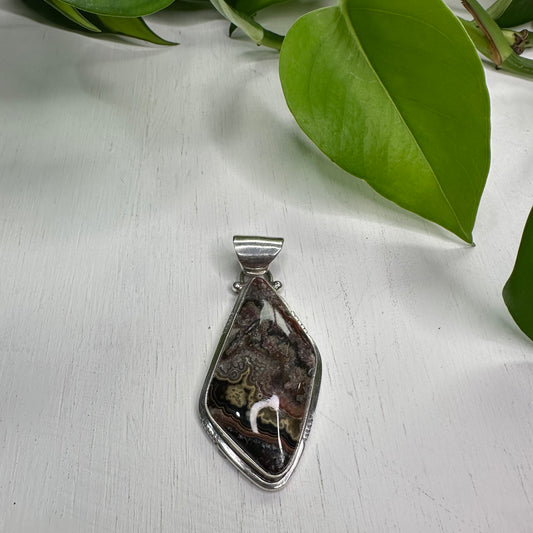 Ocean Jasper Sterling Silver Pendant - Abstract