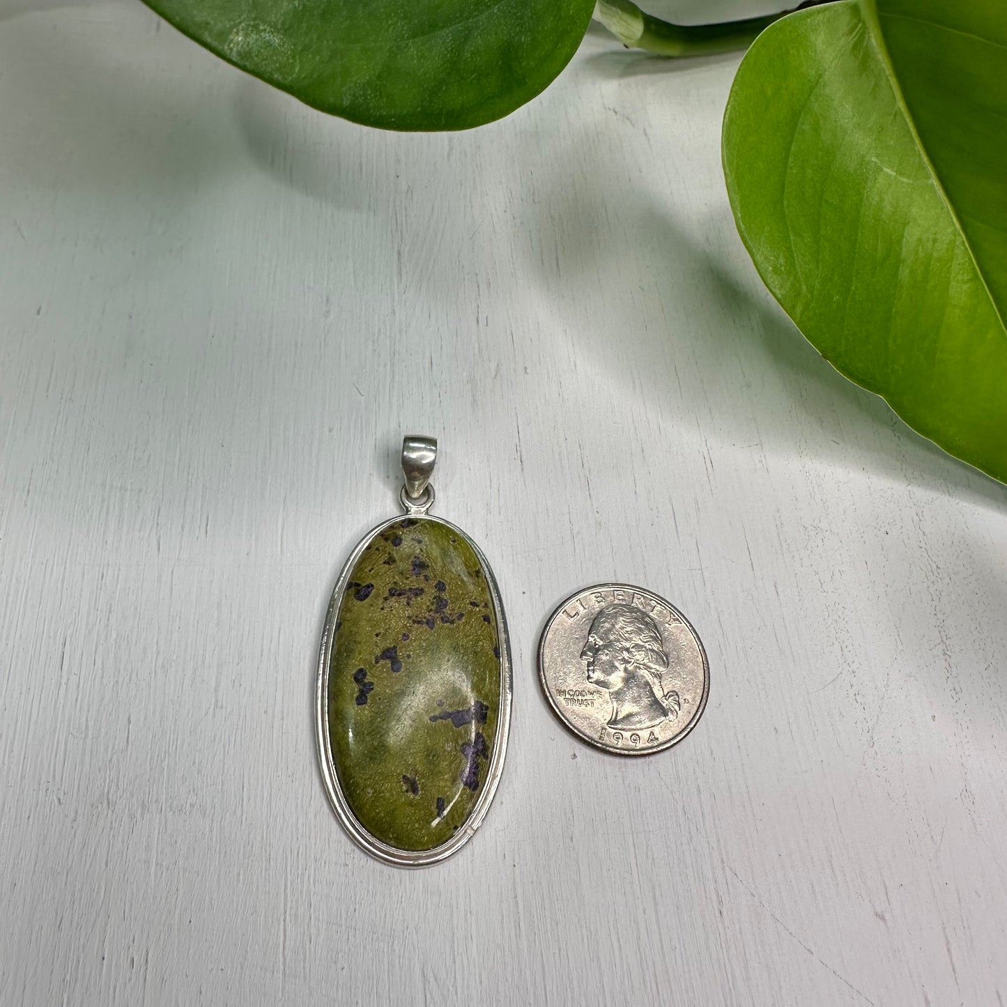 Lizardite Sterling Silver Pendant