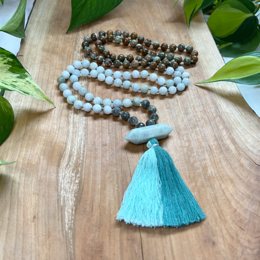 Burma Jade Mala with African Opal