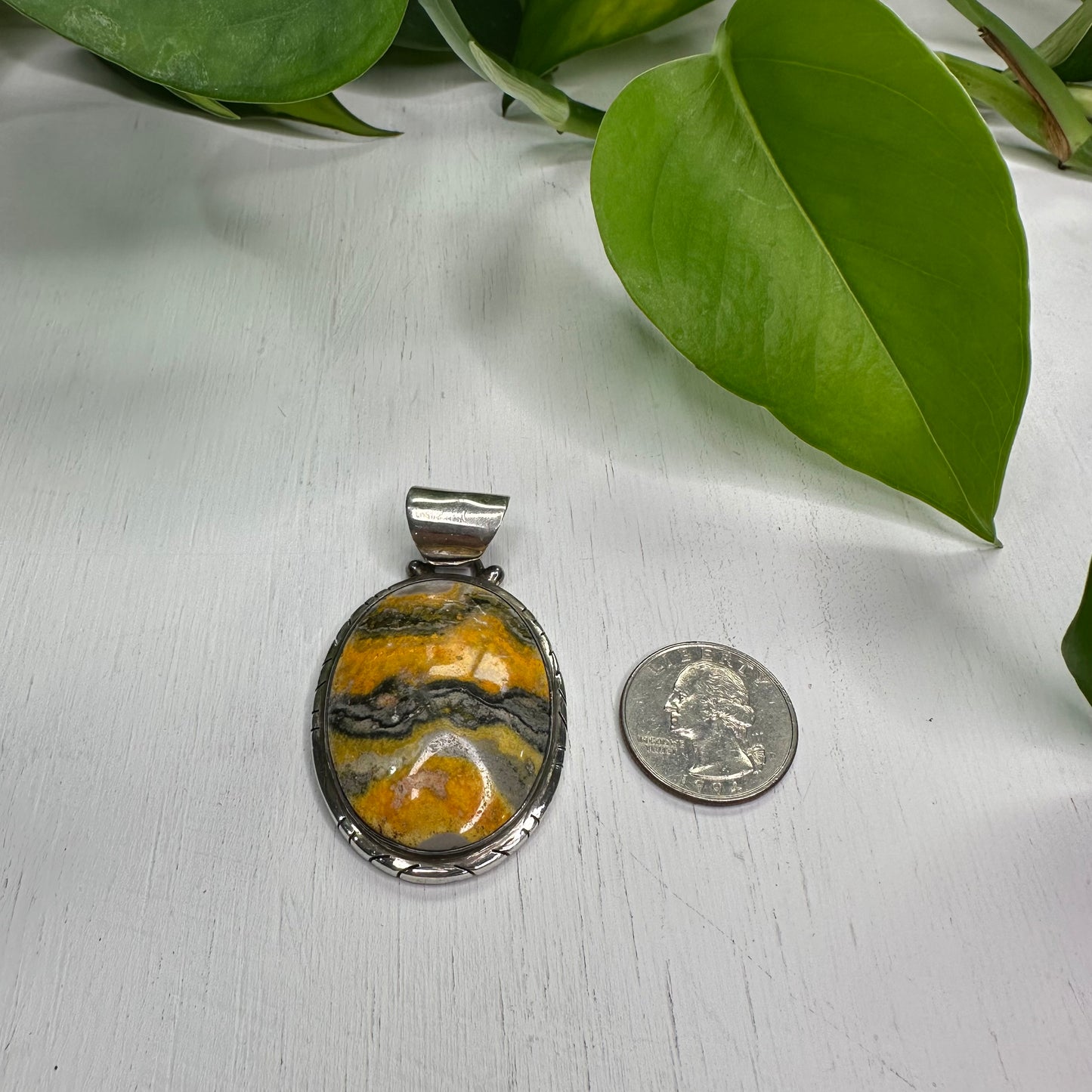 Bumblebee Jasper Sterling Silver Pendant