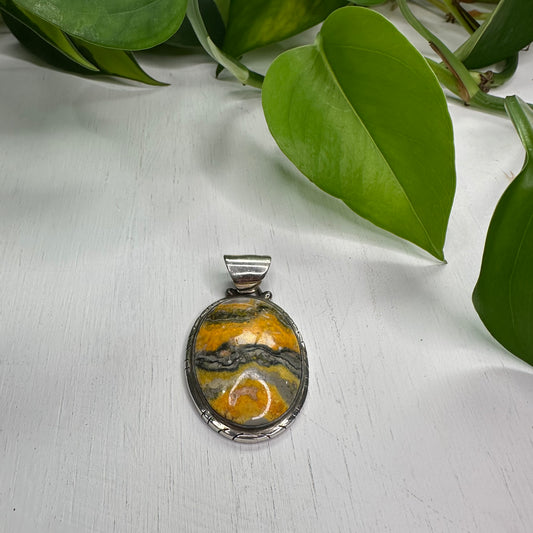 Bumblebee Jasper Sterling Silver Pendant