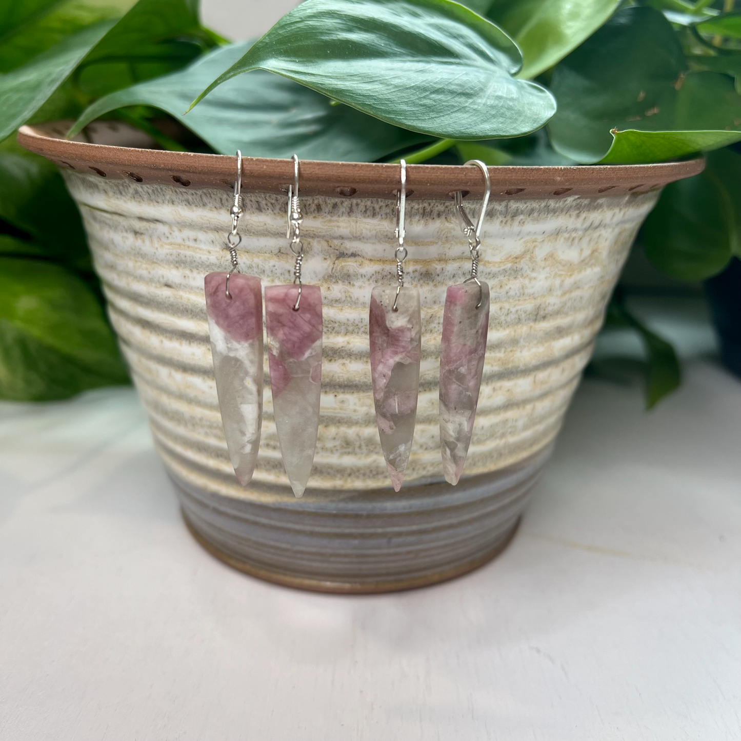 Pink Tourmaline Dagger Earring