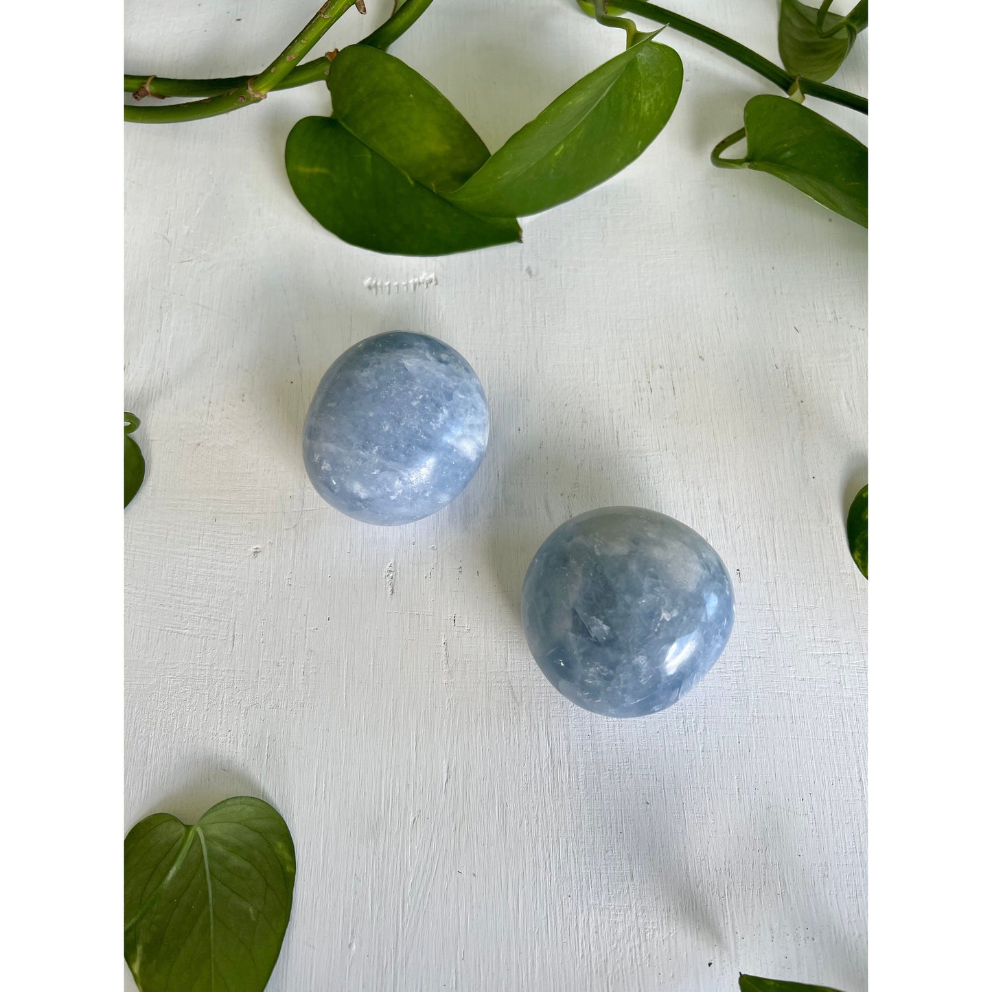 Blue Calcite Large Palm Stone